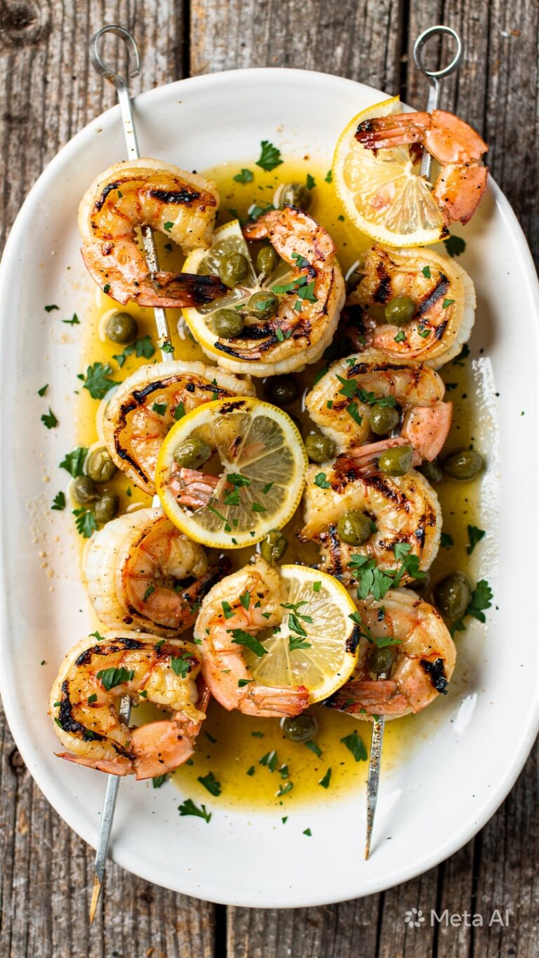 Grilled Shrimp Piccata Skewers