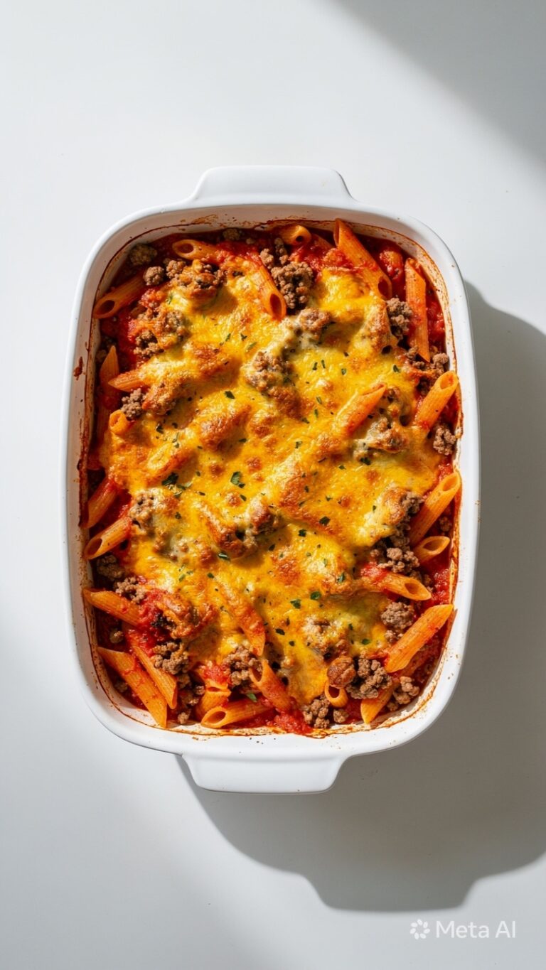 High Protein Italian Beef and Pasta Bake