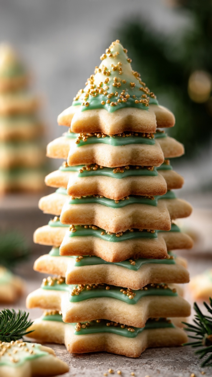 Christmas Tree Cookie Stacks