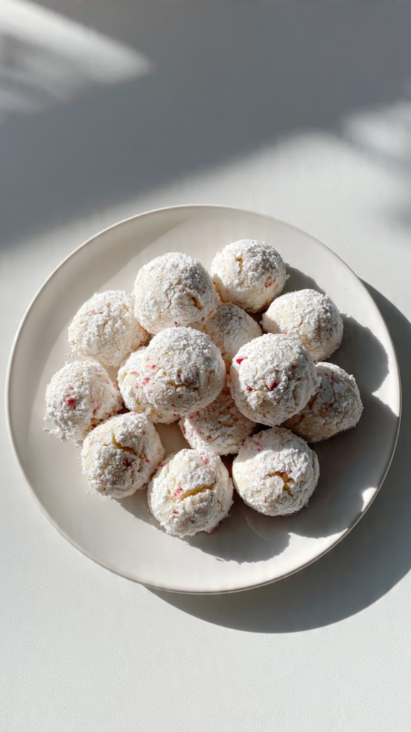 Peppermint Snowball Cookies