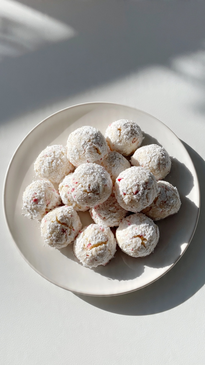 Peppermint Snowball Cookies