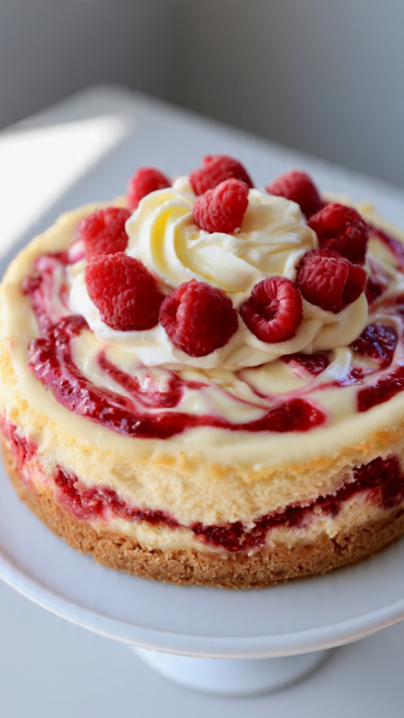 Copycat Cheesecake Factory Lemon Raspberry Cream Cheesecake