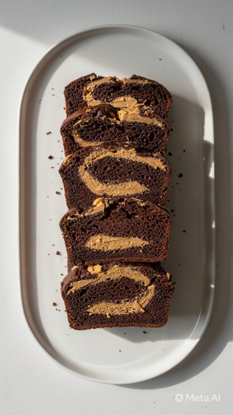 Peanut Butter Cream Cheese Filled Chocolate Banana Bread