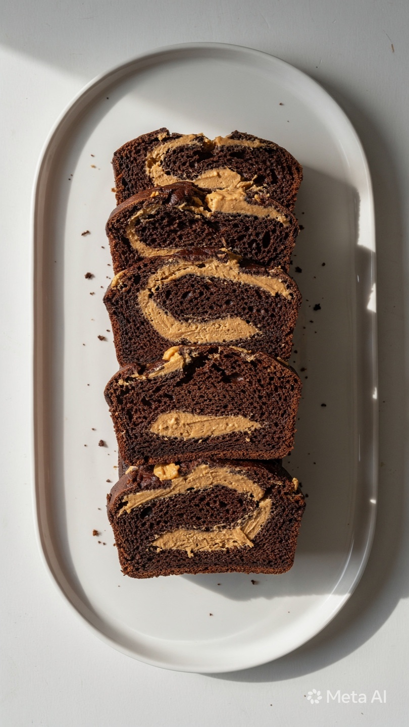 Peanut Butter Cream Cheese Filled Chocolate Banana Bread