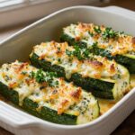 Creamy Chicken Alfredo Stuffed Zucchini Boats