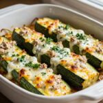 Creamy Chicken Alfredo Stuffed Zucchini Boats