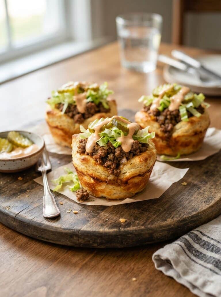 Loaded Big Mac Beef Biscuit Taco Cups