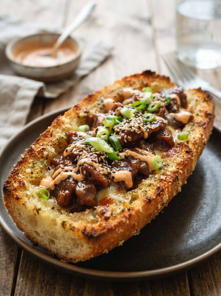 Korean BBQ Beef Garlic Bread Boats