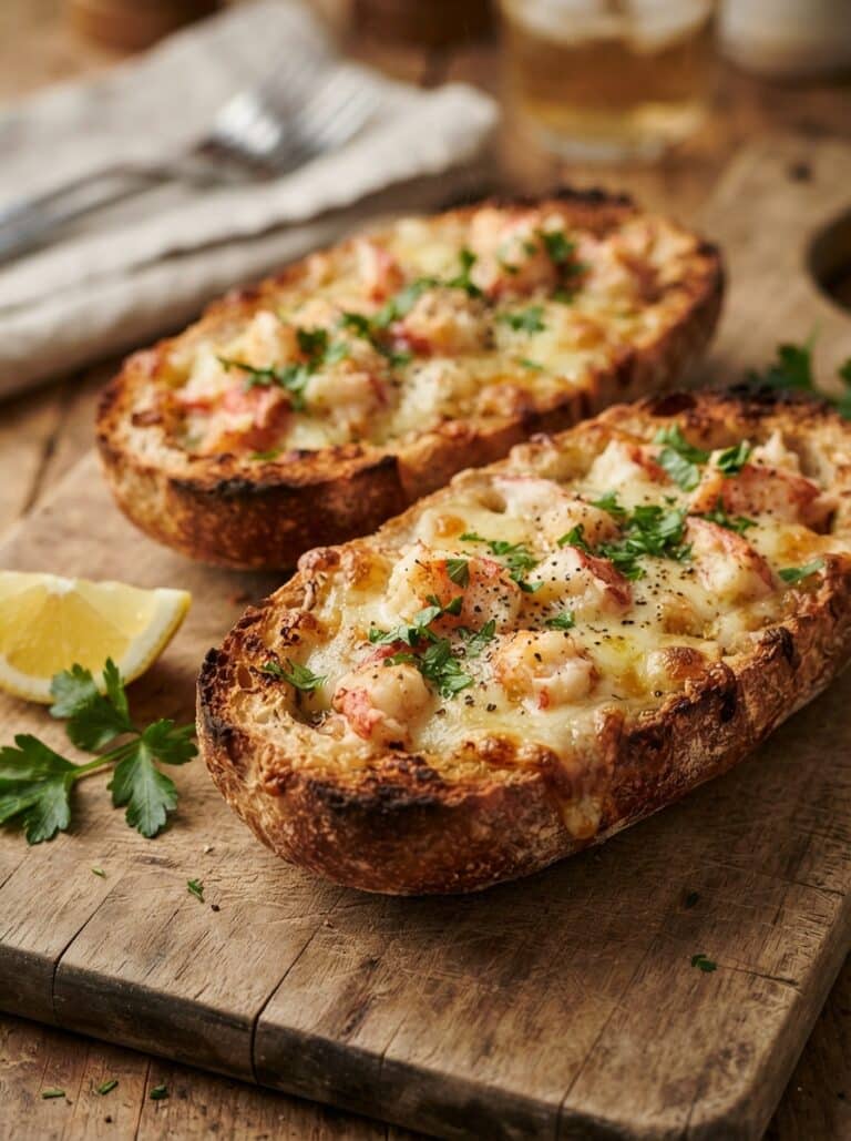 Cheesy Lobster Garlic Bread Boats