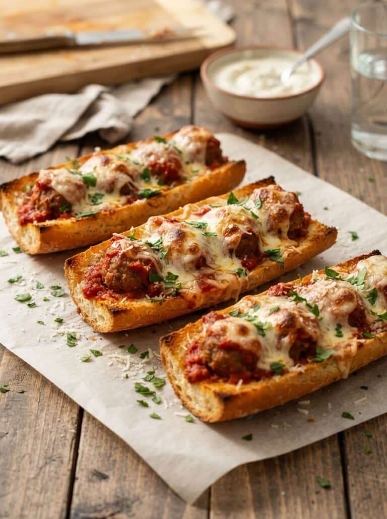 Italian Meatball Garlic Bread Boats