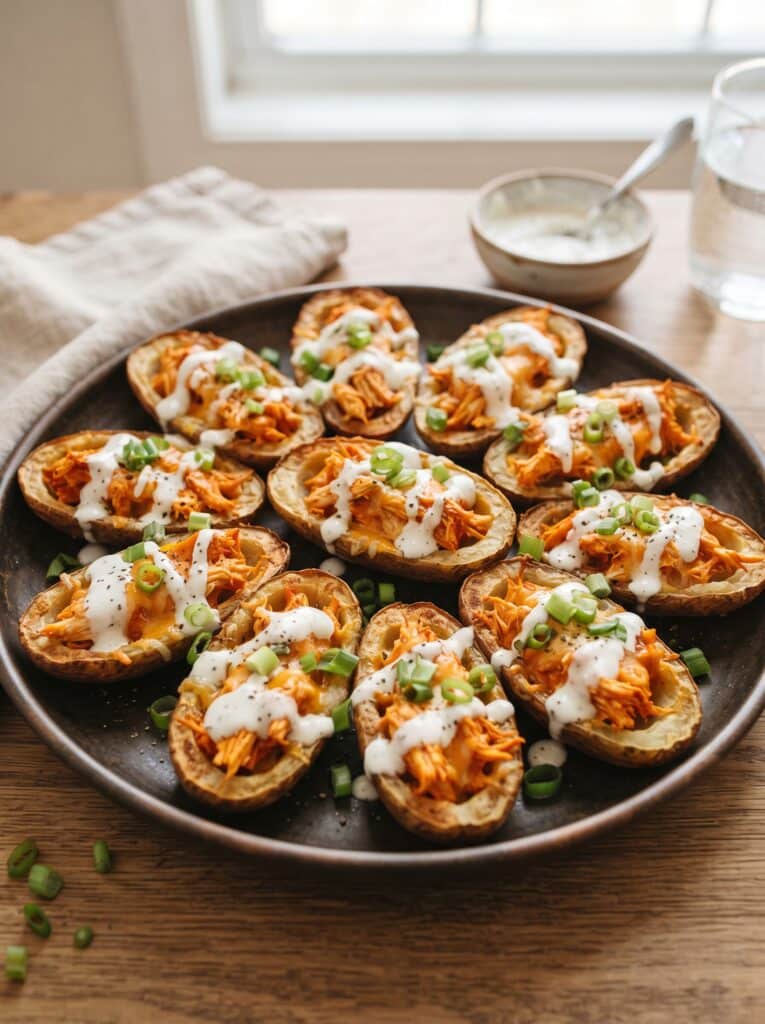 Crispy Buffalo Chicken Potato Skins