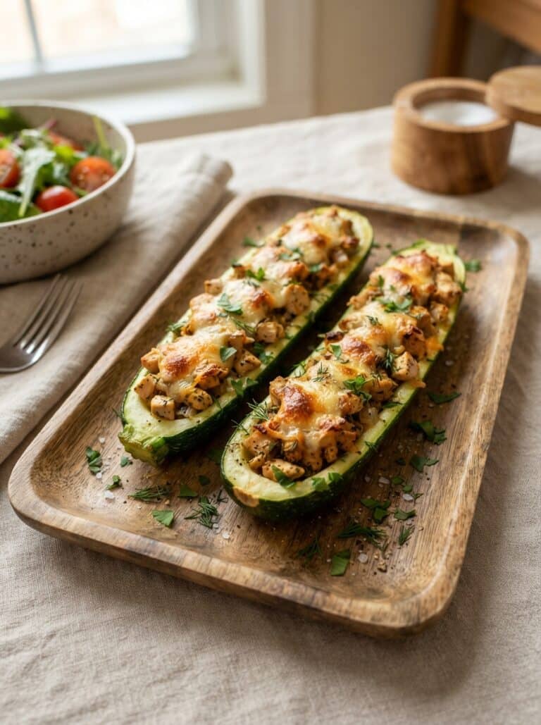 Creamy Pumpkin Parmesan Chicken Boats